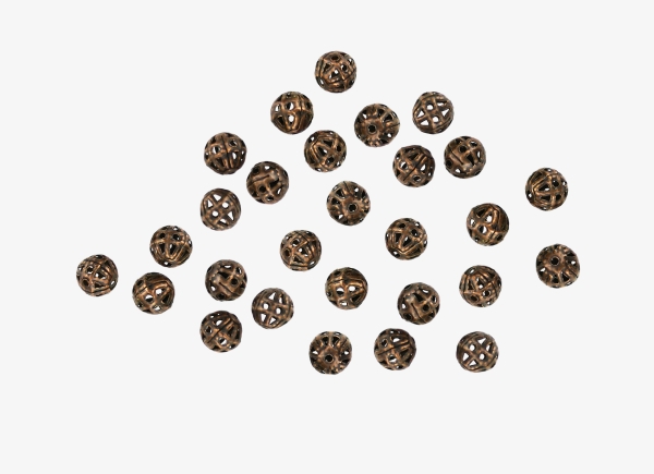 METAL BEADS - BALL - FILIGREE ROUND - 6 MM ANTIQUE BRASS - 100pcs. Hole:0.9mm