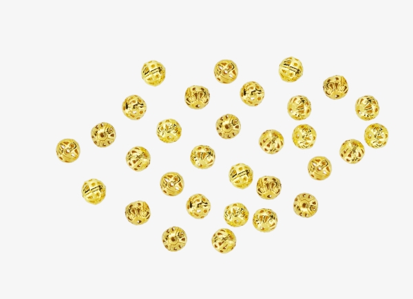 METAL BEADS - BALL - FILIGREE ROUND - 6 MM GOLD COLOR - 100pcs. Hole:0.9mm