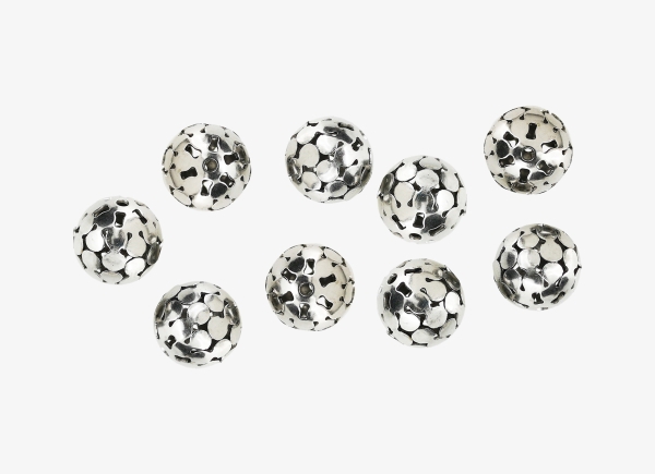 METAL BEADS - BALL - FILIGREE ROUND 02 - 14 MM NICKEL COLOR - 200pcs. Hole:1.8mm