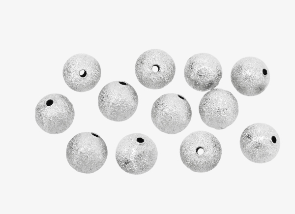 METAL BEADS - BALL - STARDUST ROUND BEADS - BRASS - 10 MM NICKEL COLOR - 100pcs. Hole:2.0mm