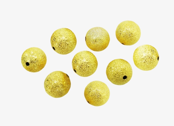 METAL BEADS - BALL - STARDUST ROUND BEADS - BRASS - 12 MM GOLD COLOR - 100pcs. Hole:2.0mm