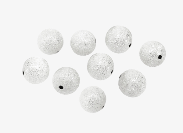 METAL BEADS - BALL - STARDUST ROUND BEADS - BRASS - 12 MM SILVER COLOR - 100pcs. Hole:2.0mm