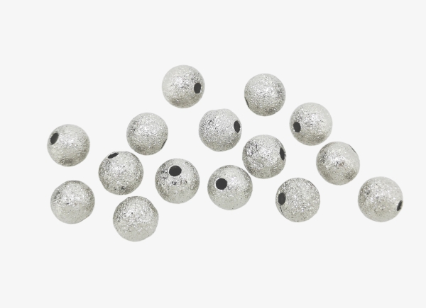 METAL BEADS - BALL - STARDUST ROUND BEADS - BRASS - 6 MM NICKEL COLOR - 250pcs. Hole:2.0mm