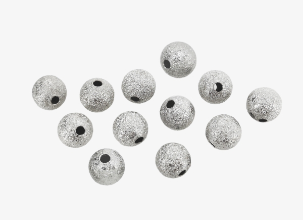 METAL BEADS - BALL - STARDUST ROUND BEADS - BRASS - 8 MM NICKEL COLOR - 200pcs. Hole:2.0mm