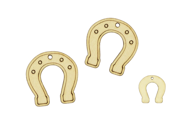 LASER CUT WOODEN FIGURES - PENDANT - HORSESHOE 29x30mm - NATURAL - PACKAGE 100pcs. Hole-1.8mm