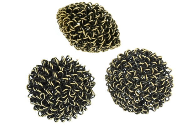 METAL BEADS - WIRE YARN - FLAT ROUND 02 - 30х20 MM ANTIQUE BRONZE - 2pcs.