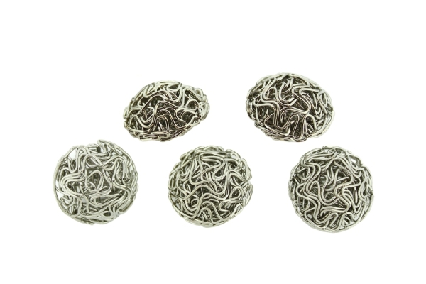 METAL BEADS - WIRE YARN - FLAT ROUND 03 - 18х12 MM NICKEL COLOR - 40pcs.