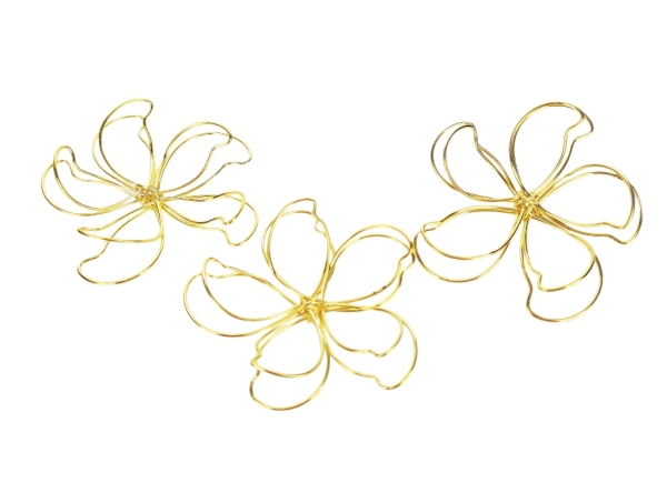 METAL BEADS - WIRE YARN - FLOWER - 45х13 MM GOLD COLOR - 40pcs.