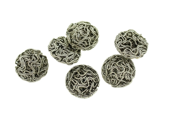 METAL BEADS - WIRE YARN - HEMISPHERE 03 - 18х8 MM NICKEL COLOR - 40pcs.