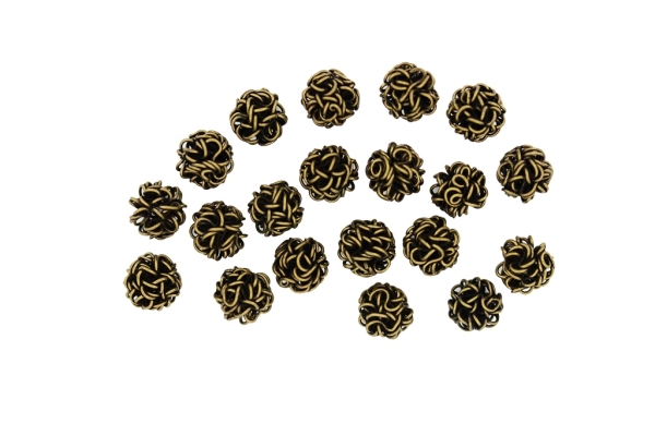 METAL BEADS - WIRE YARN - BALL 01 - 10 MM ANTIQUE BRONZE - 100pcs.