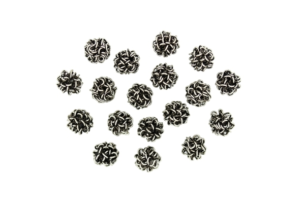 METAL BEADS - WIRE YARN - BALL 01 - 10 MM NICKEL COLOR - 100pcs.