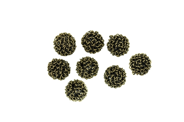 METAL BEADS - WIRE YARN - BALL 02 - 18 MM ANTIQUE BRONZE - 40pcs.