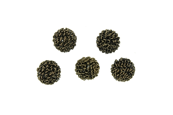 METAL BEADS - WIRE YARN - BALL 02 - 20 MM ANTIQUE BRONZE - 30pcs.