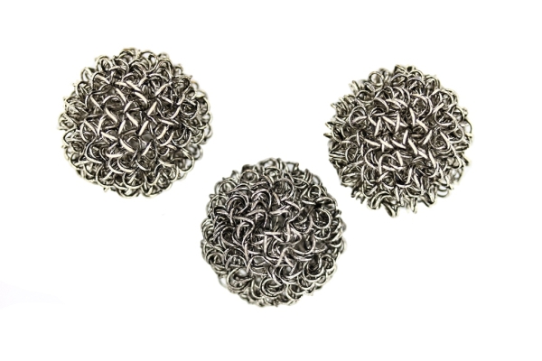 METAL BEADS - WIRE YARN - BALL 02 - 30 MM NICKEL COLOR - 12pcs.