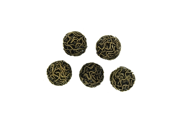 METAL BEADS - WIRE YARN - BALL 03 - 20 MM ANTIQUE BRONZE - 30pcs.