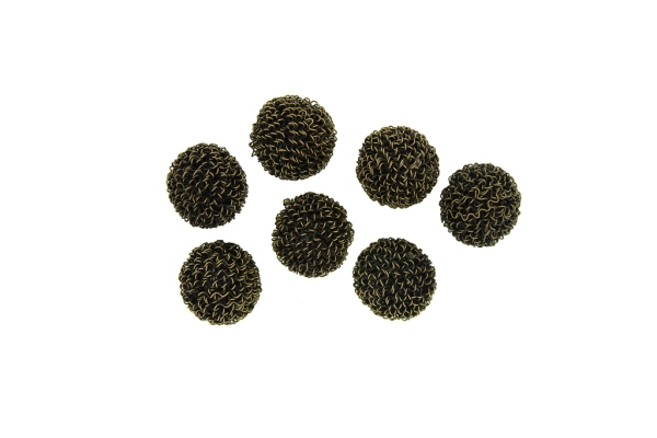 METAL BEADS - WIRE YARN - BALL 04 - 18 MM ANTIQUE BRONZE - 40pcs.