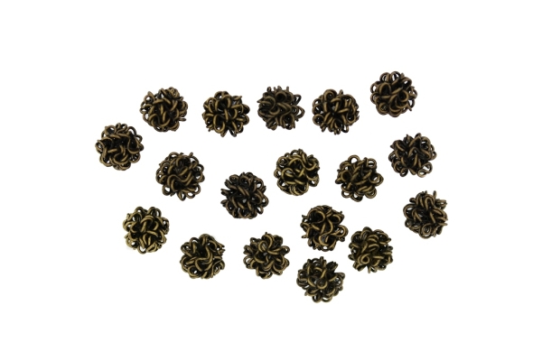 METAL BEADS - WIRE YARN - BALL 05 - 10 MM ANTIQUE BRONZE - 100pcs.