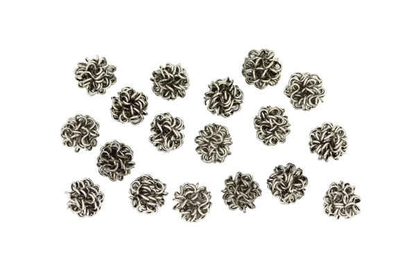 METAL BEADS - WIRE YARN - BALL 05 - 10 MM NICKEL COLOR - 100pcs.