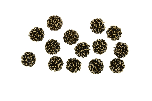 METAL BEADS - WIRE YARN - BALL 05 - 12 MM ANTIQUE BRONZE - 10pcs.