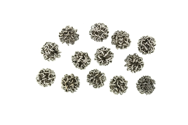 METAL BEADS - WIRE YARN - BALL 05 - 12 MM NICKEL COLOR - 10pcs.