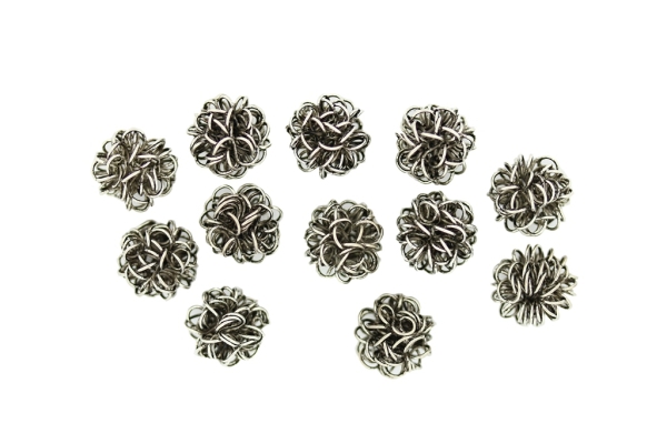 METAL BEADS - WIRE YARN - BALL 05 - 14 MM NICKEL COLOR - 10pcs.