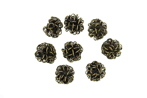 METAL BEADS - WIRE YARN - BALL 05 - 16 MM ANTIQUE BRONZE - 50pcs.