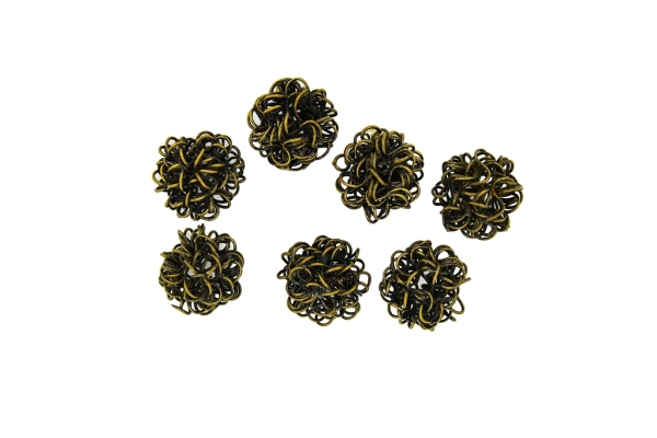 METAL BEADS - WIRE YARN - BALL 05 - 18 MM ANTIQUE BRONZE - 40pcs.