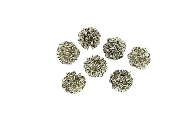 METAL BEADS - WIRE YARN - BALL 05 - 18 MM NICKEL COLOR - 40pcs.