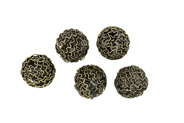 METAL BEADS - WIRE YARN - BALL 06 - 20 MM ANTIQUE BRONZE - 30pcs.