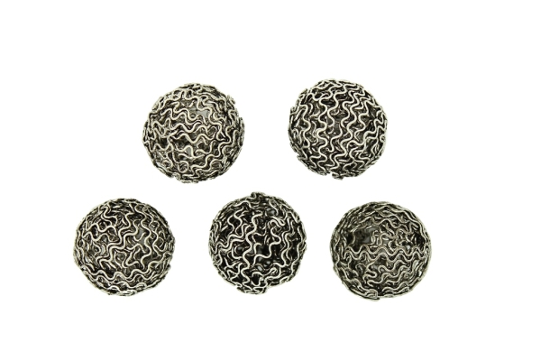 METAL BEADS - WIRE YARN - BALL 06 - 20 MM NICKEL COLOR - 30pcs.