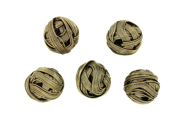 METAL BEADS - WIRE YARN - BALL 07 - 20 MM ANTIQUE BRONZE (LIGHT) - 2pcs.