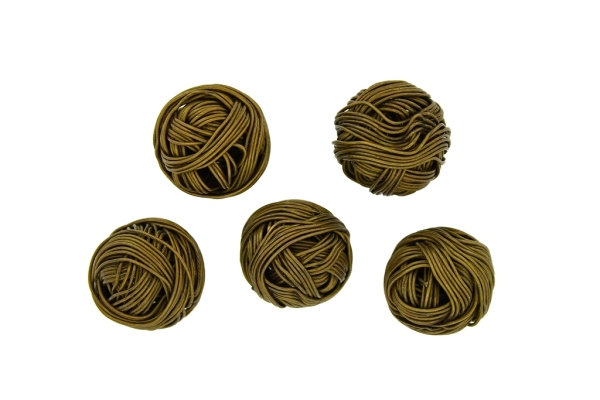 METAL BEADS - WIRE YARN - BALL 07 - 20 MM ANTIQUE BRONZE - 2pcs.