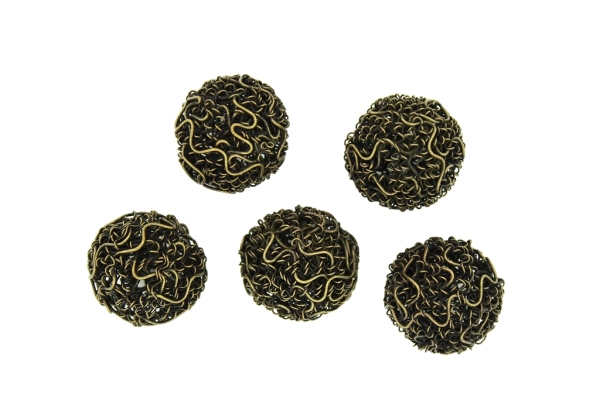 METAL BEADS - WIRE YARN - BALL 09 - 20 MM ANTIQUE BRONZE - 30pcs.