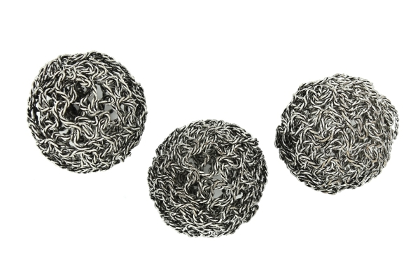 METAL BEADS - WIRE YARN - BALL 10 - 30 MM NICKEL COLOR - 12pcs.