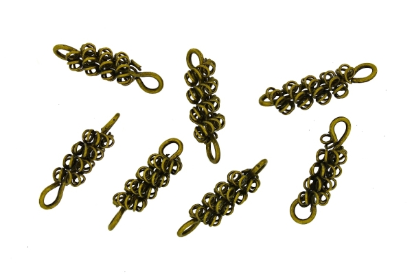 METAL BEADS - WIRE YARN - SPIRAL WITH CONNECTING ELEMENTS - 24х7 MM ANTIQUE BRONZE - 100pcs. Hole:2.5mm