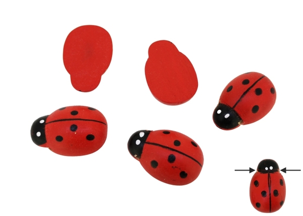 WOODEN LADYBUG - 17x24x8mm RED - 175pcs. Hole-2.0mm