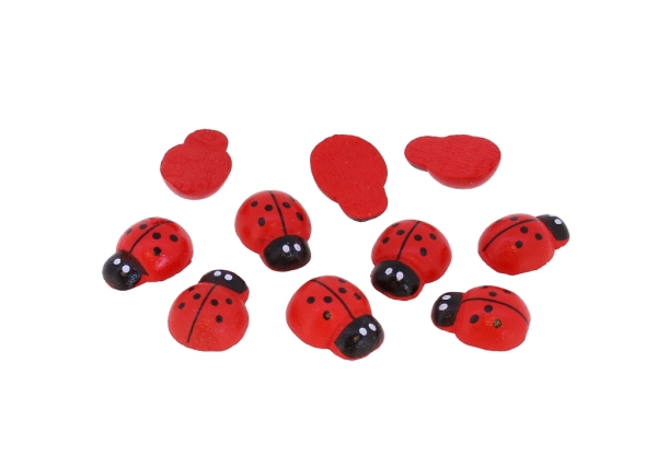 WOODEN LADYBUG FOR GLUING - 11x15x5mm RED - 250pcs.