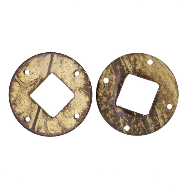 COCONUT BEADS - CIRCLE 10 WITH SQUARE - 60x4 MM NATURAL - 25pcs.