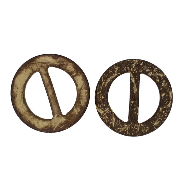 COCONUT BEADS - CIRCLE 18 BUCKLE - 56x4 MM NATURAL - 30pcs.