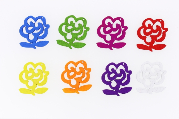 WOODEN FIGURES - LACELIKE - ROSE 02 LEAVES - 22x26x1.7mm MIX - PACKAGE 300pcs. Hole-1.5mm