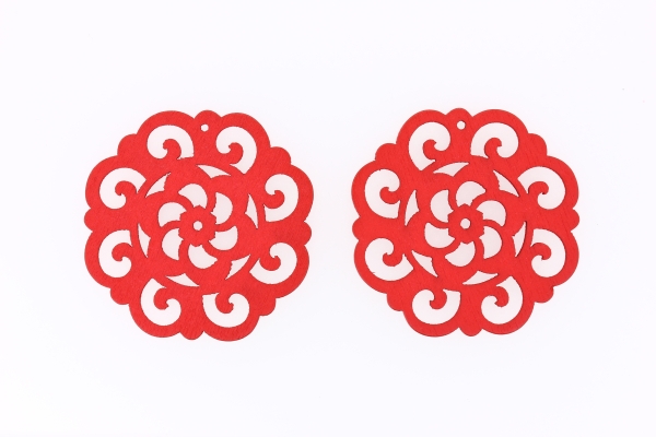 WOODEN FIGURES - LACELIKE - LACE 01 - 47x2.5mm RED - 10pcs. Hole-1.8mm