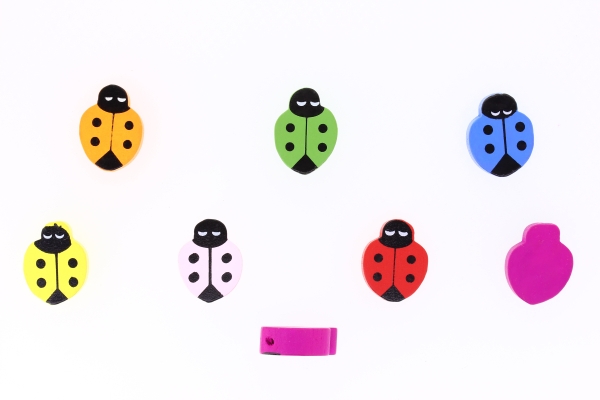 WOODEN FIGURES - 01 LADYBUG - 20x15x6mm MIX - PACKAGE 150pcs. Hole-2.0mm