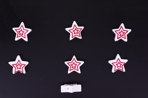 WOODEN FIGURES - 01 STAR 01 - 17x6mm WHITE - PACKAGE 400pcs. Hole-2.5mm