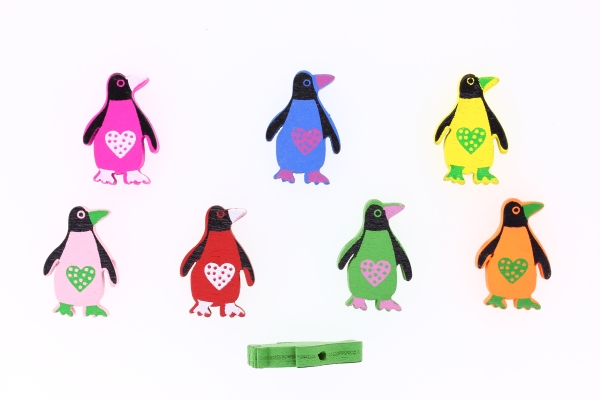 WOODEN FIGURES - 01 PENGUIN 01 - 17x25x5mm MIX - PACKAGE 150pcs. Hole-2.5mm