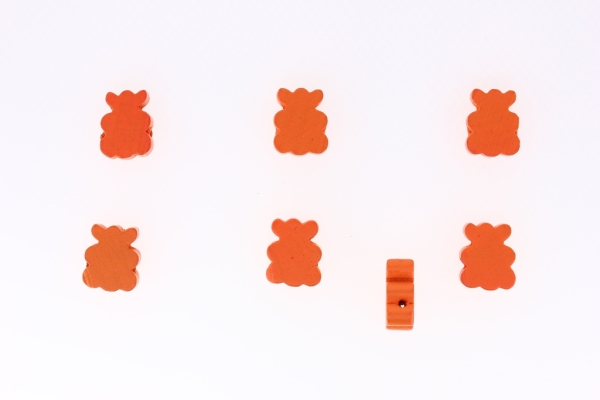 WOODEN FIGURES - 04 BEAR 03 - 13x16x6mm ORANGE - PACKAGE 200pcs. Hole-2.5mm