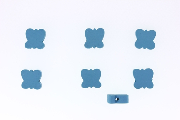 WOODEN FIGURES - 04 BUTTERFLY 04 - 15x15x5mm BLUE - PACKAGE 250pcs. Hole-2.5mm