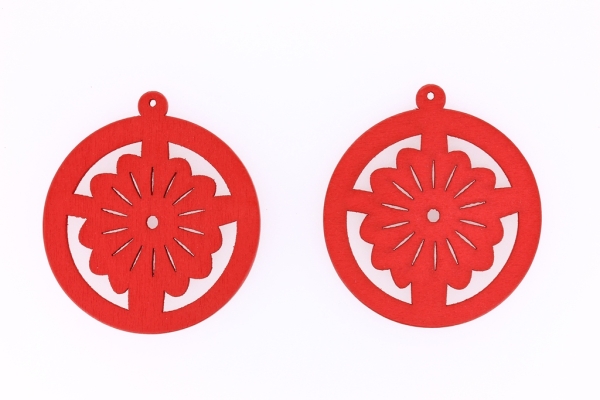 WOODEN FIGURES - LACELIKE - CIRCLE 03 LACE - 50x2.5mm RED - PACKAGE 100pcs. Hole-1.8mm