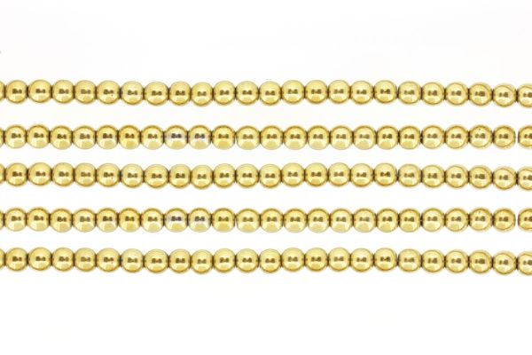 МЪНИСТА ОТ ЕСТЕСТВЕНИ КАМЪНИ - ХЕМАТИТ ЗЛАТИСТ - 6мм - ПАКЕТ (5х64 бр.) Отвор-1.6мм