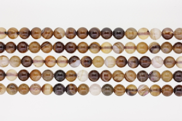 NATURAL STONE BEADS - AGATE BROWN - 8mm - PACKAGE (5x48pcs.) Hole-1.6mm