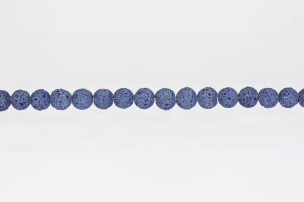 NATURAL STONE BEADS - LAVA STONE BLUE - 8mm - STRING (48pcs.) Hole-1.6mm